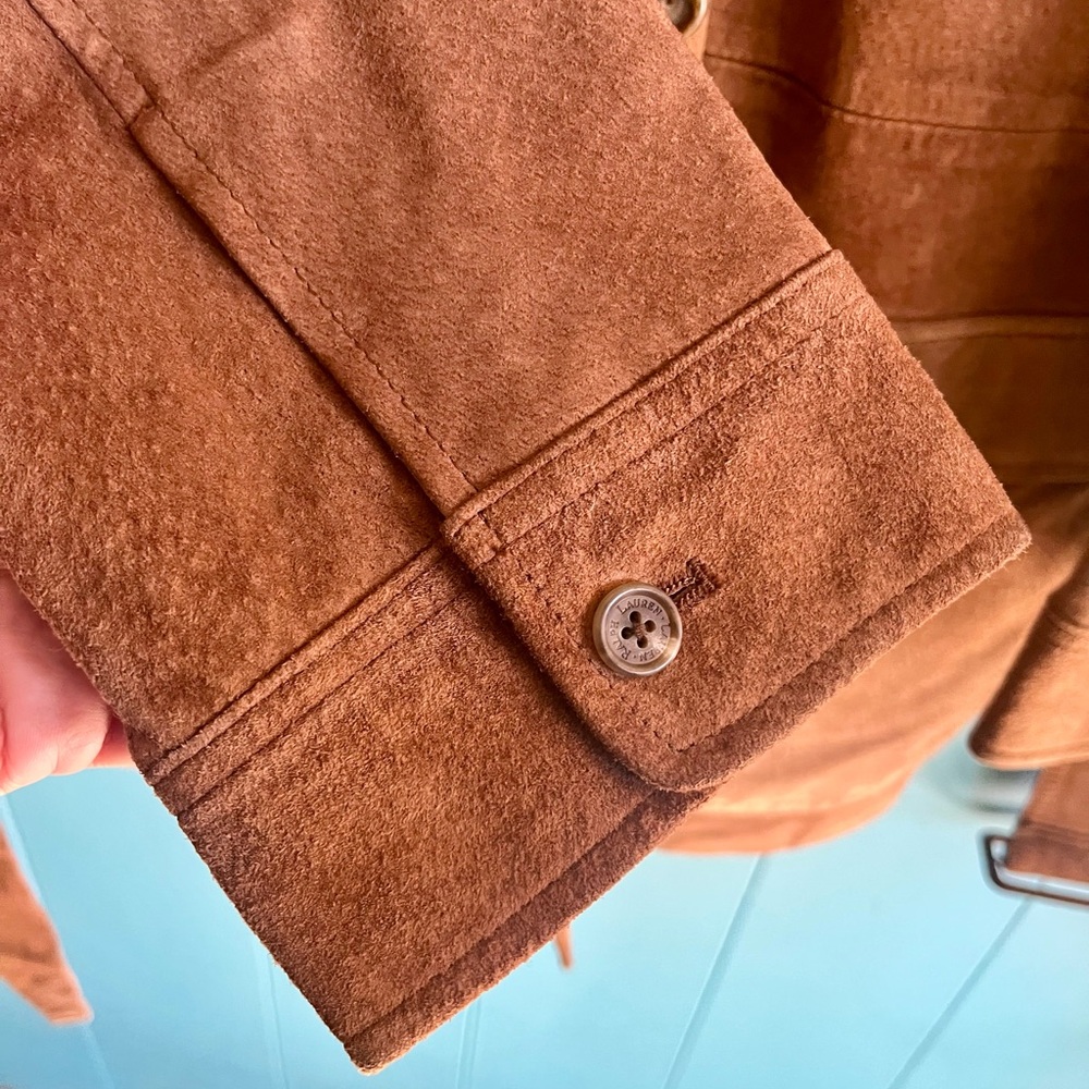 Ralph Lauren Rust Suede Belted Utility Jacket - Picture 14 of 15